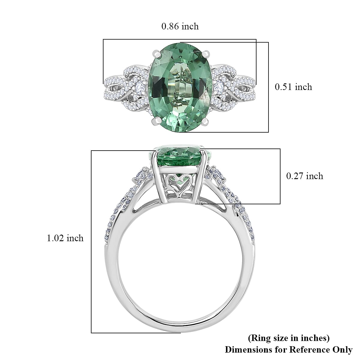 Luxoro AAA Arquiana Mint Tourmaline, Diamond Ring in 14K White Gold 4.50 ctw (Size 8.0) image number 5