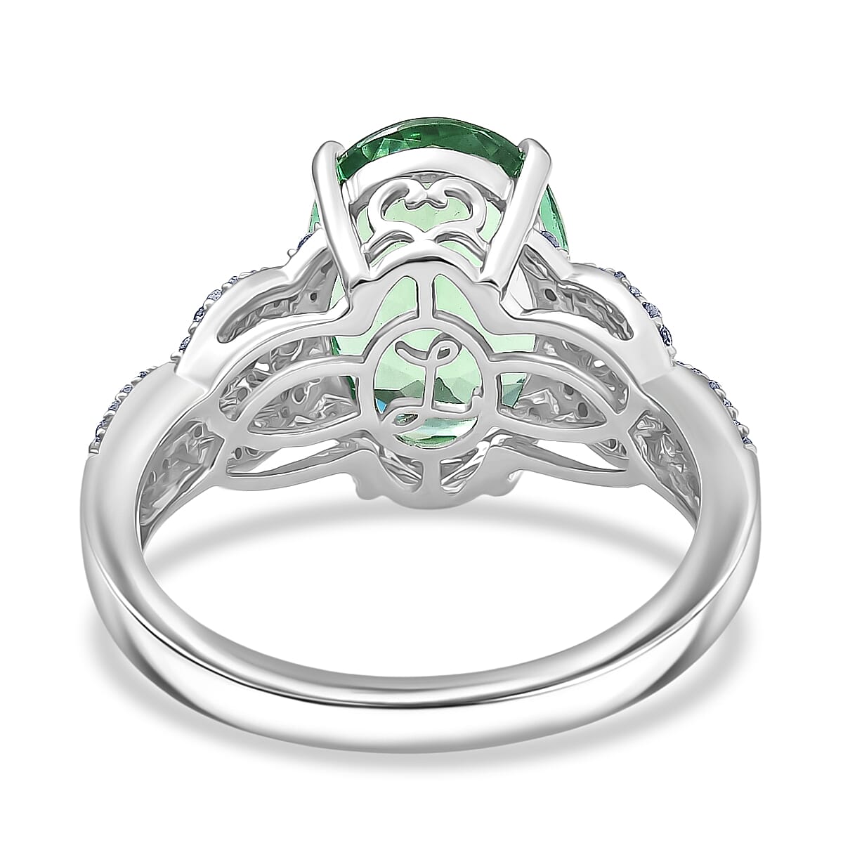 Luxoro AAA Arquiana Mint Tourmaline, Diamond Ring in 14K White Gold 4.50 ctw (Size 9.0) image number 4