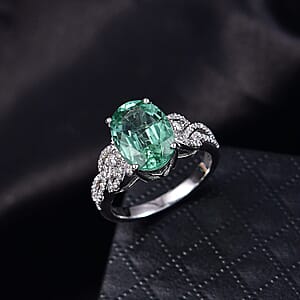 Luxoro AAA Mint Tourmaline, Diamond Ring in 14K White Gold 4.50 ctw (Size 9.5)