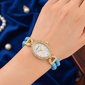 Strada Blue Howlite, Austrian Crystal Japanese Movement Watch in Goldtone 20.00 ctw