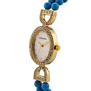 Strada Blue Howlite, Austrian Crystal Japanese Movement Watch in Goldtone 20.00 ctw