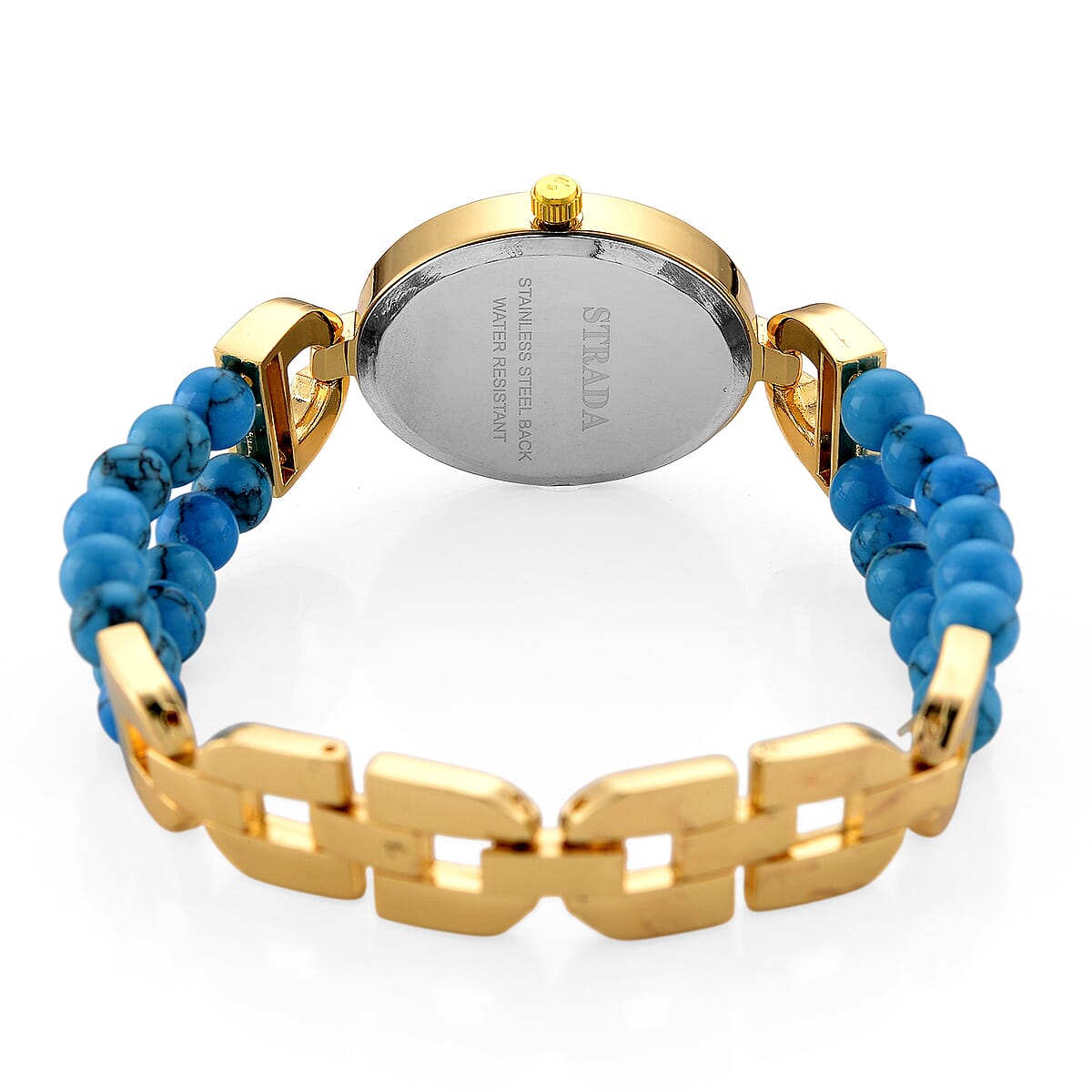Strada Blue Howlite, Austrian Crystal Japanese Movement Watch in Goldtone 20.00 ctw image number 6