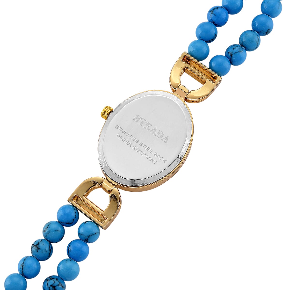 Strada Blue Howlite, Austrian Crystal Japanese Movement Watch in Goldtone 20.00 ctw image number 7