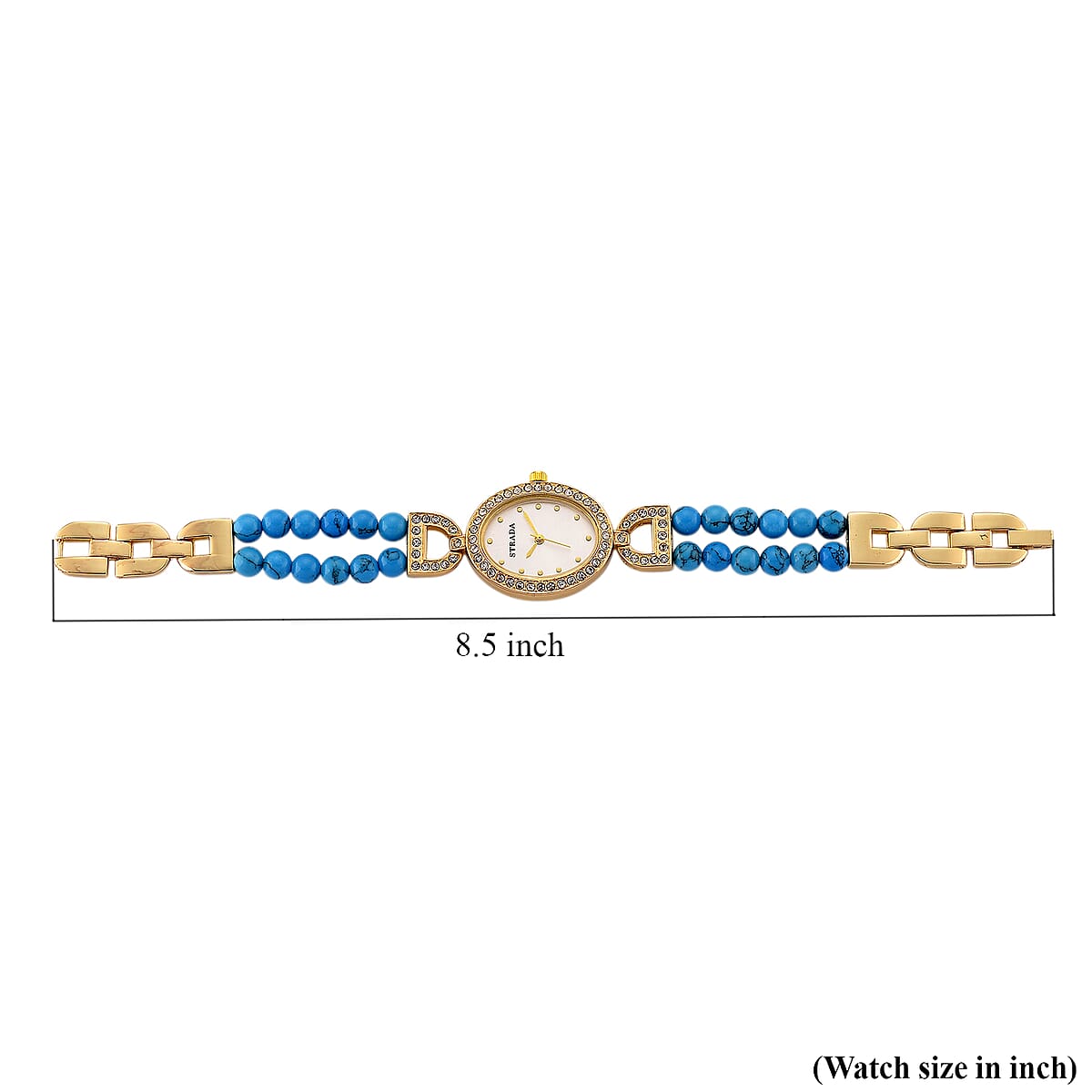 Strada Blue Howlite, Austrian Crystal Japanese Movement Watch in Goldtone 20.00 ctw image number 8