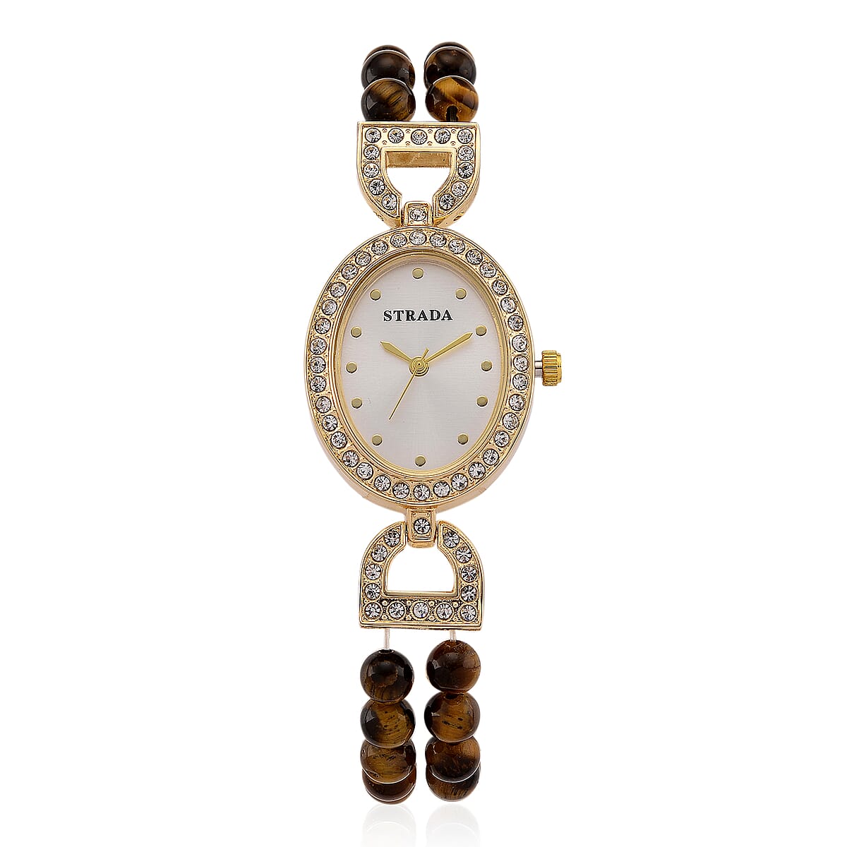 Strada Yellow Tiger Eye, Austrian Crystal Japanese Movement Watch in Goldtone 20.00 ctw image number 0