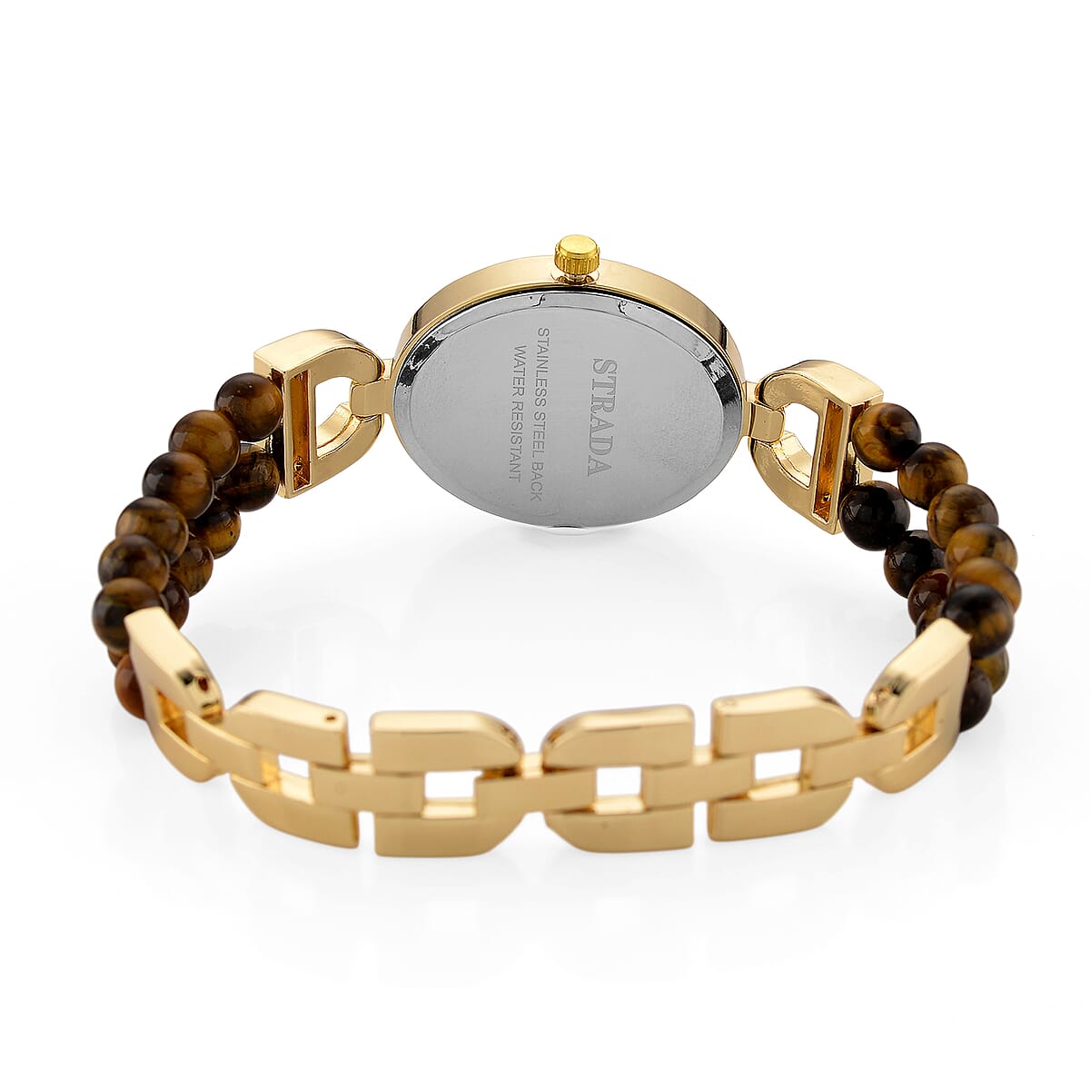 Strada Yellow Tiger Eye, Austrian Crystal Japanese Movement Watch in Goldtone 20.00 ctw image number 6