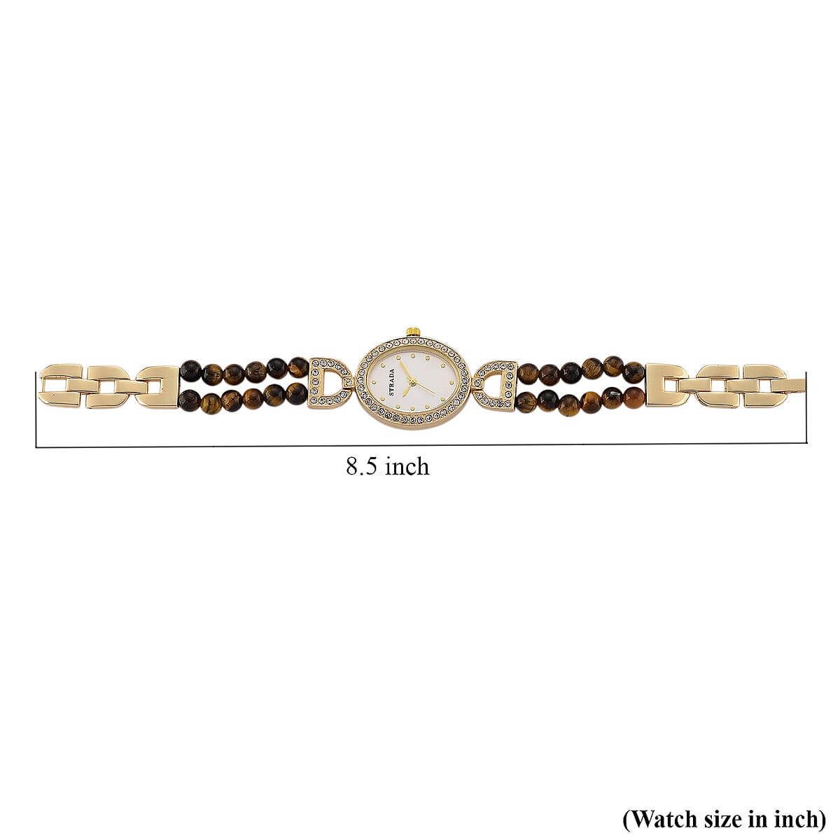Strada Yellow Tiger Eye, Austrian Crystal Japanese Movement Watch in Goldtone 20.00 ctw image number 8