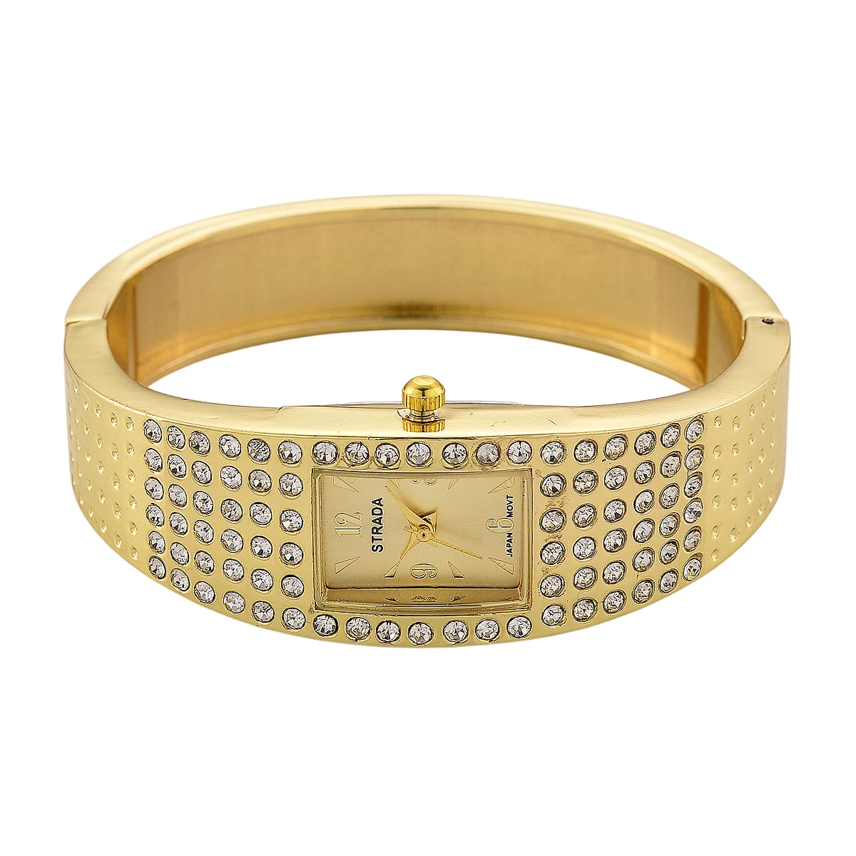 Strada Austrian Crystal Japanese Movement Bangle Watch (6.5In) in Goldtone image number 4
