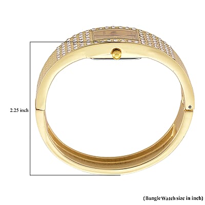 Strada Austrian Crystal Japanese Movement Bangle Watch (6.5In) in Goldtone