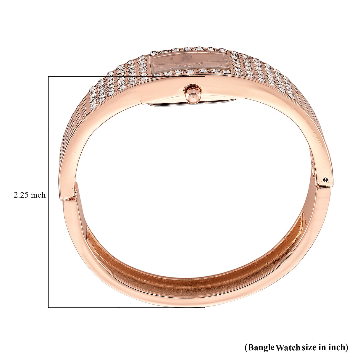 Strada Austrian Crystal Japanese Movement Bangle Watch (6.5In) in Rosetone image number 7