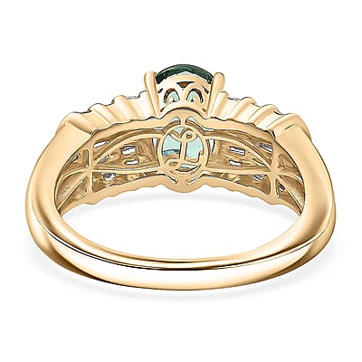 Luxoro AAA Mint Tourmaline and Diamond I2 2.10 ctw Ring in 10K Yellow Gold (Size 11.0)