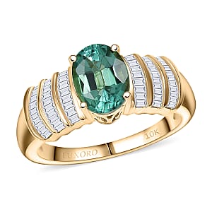Luxoro AAA Mint Tourmaline and Diamond I2 2.10 ctw Ring in 10K Yellow Gold (Size 7.0)