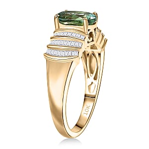 Luxoro AAA Arquiana Mint Tourmaline and Diamond I2 2.10 ctw Ring in 10K Yellow Gold (Size 7.0)