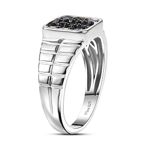 D'Joy Ceylon Blue Sapphire Men's Ring in Rhodium Over Sterling Silver 1.15 ctw (Size 10.0)