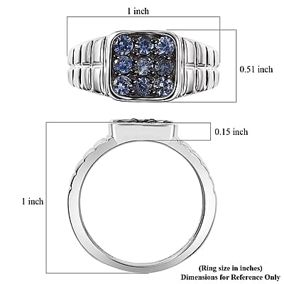 D'Joy Ceylon Blue Sapphire Men's Ring in Rhodium Over Sterling Silver 1.15 ctw (Size 10.0)