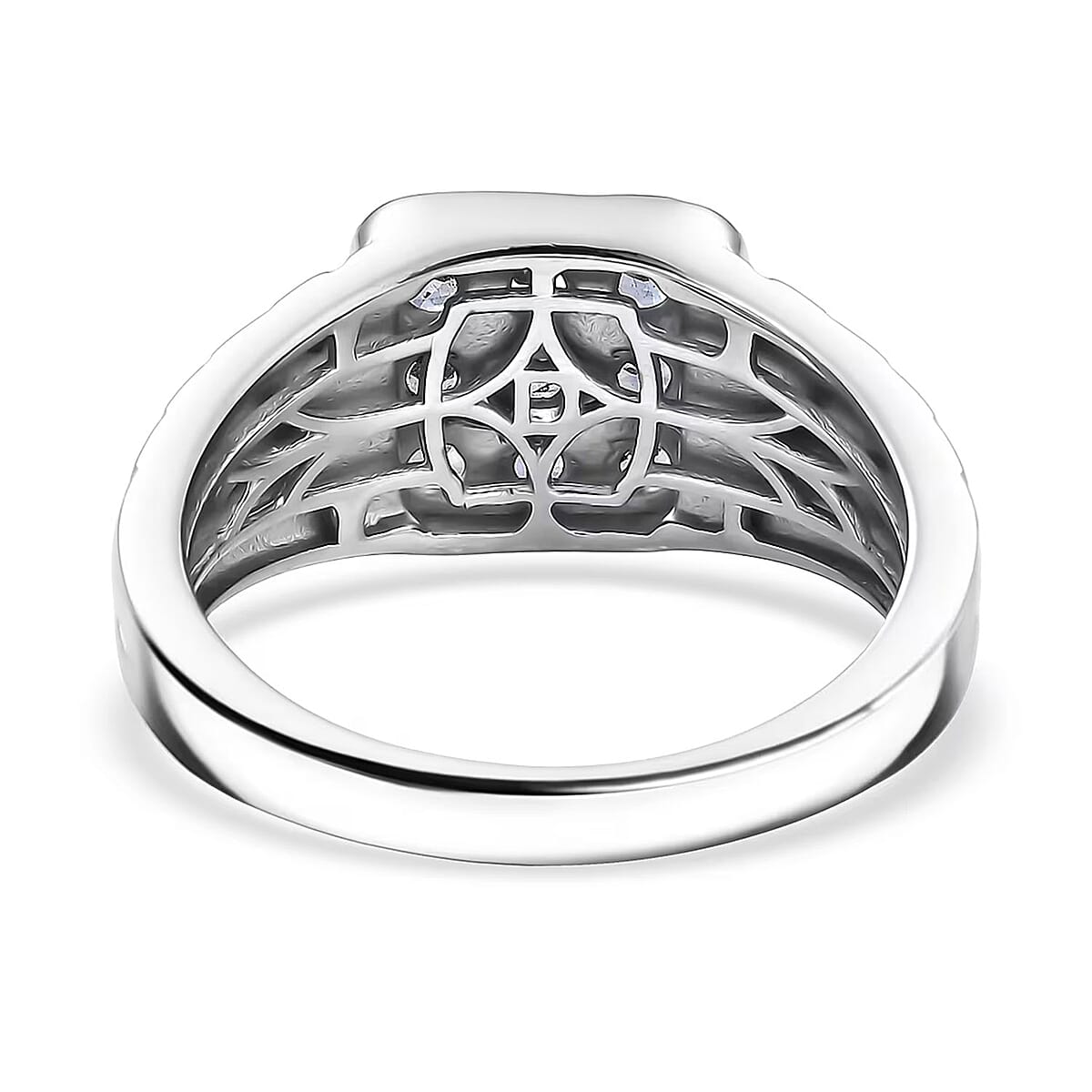 D'Joy Ceylon Blue Sapphire Men's Ring in Rhodium Over Sterling Silver 1.15 ctw (Size 10.0) image number 6