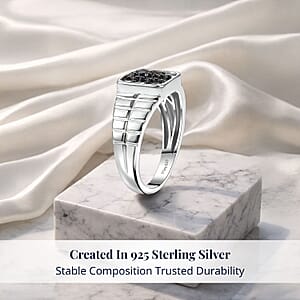 D'Joy Ceylon Blue Sapphire Men's Ring in Rhodium Over Sterling Silver 1.15 ctw (Size 11.0)