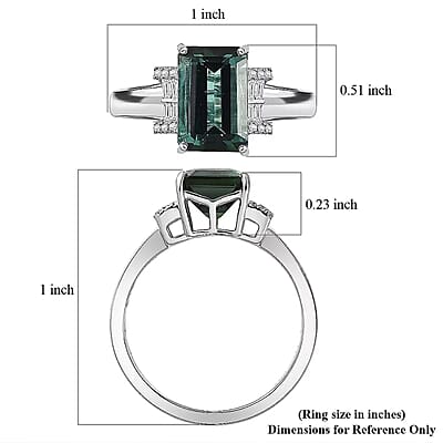 Luxoro AAA Arquiana Mint Tourmaline and Diamond I2 3.70 ctw Ring in 14K White Gold (Size 11.0)