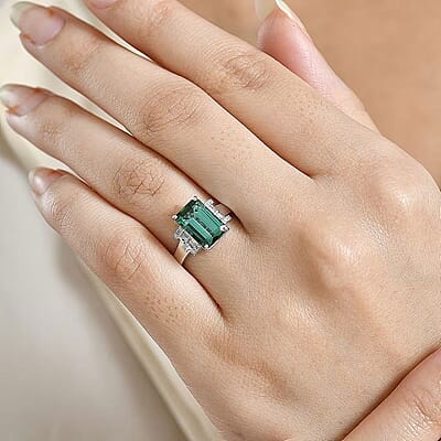 Luxoro AAA Arquiana Mint Tourmaline and Diamond I2 3.70 ctw Ring in 14K White Gold (Size 12.0)