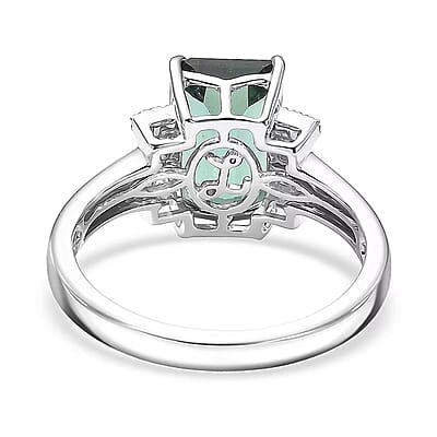 Luxoro AAA Arquiana Mint Tourmaline and Diamond I2 3.70 ctw Ring in 14K White Gold (Size 5.0)