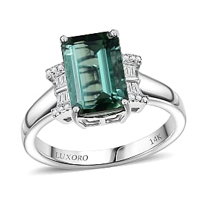 Luxoro AAA Arquiana Mint Tourmaline and Diamond I2 3.70 ctw Ring in 14K White Gold (Size 7.0)