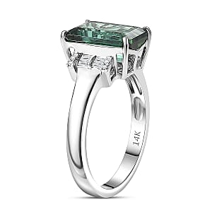 Luxoro AAA Arquiana Mint Tourmaline and Diamond I2 3.70 ctw Ring in 14K White Gold (Size 7.0)