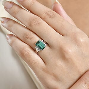 Luxoro AAA Arquiana Mint Tourmaline and Diamond I2 3.70 ctw Ring in 14K White Gold (Size 8.0)
