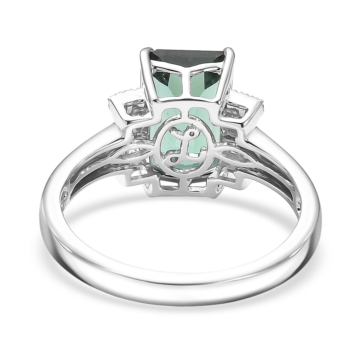 Luxoro AAA Arquiana Mint Tourmaline and Diamond I2 3.70 ctw Ring in 14K White Gold (Size 8.0) image number 4