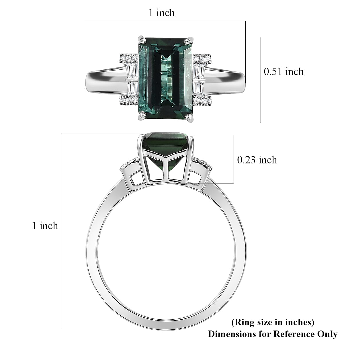 Luxoro AAA Arquiana Mint Tourmaline and Diamond I2 3.70 ctw Ring in 14K White Gold (Size 8.0) image number 5