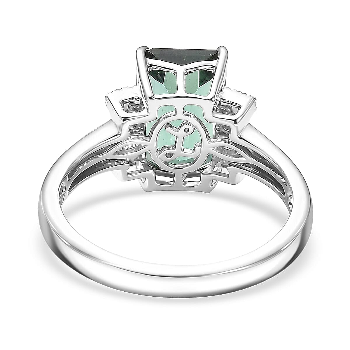 Luxoro AAA Arquiana Mint Tourmaline and Diamond I2 3.70 ctw Ring in 14K White Gold (Size 9.0) image number 4