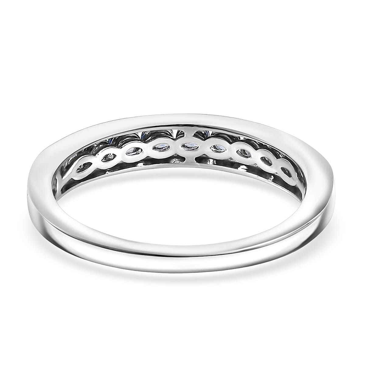 D'Joy Premium Ceylon Blue Sapphire 0.70 ctw Ring in Rhodium Over Sterling Silver (Size 10.0) image number 4