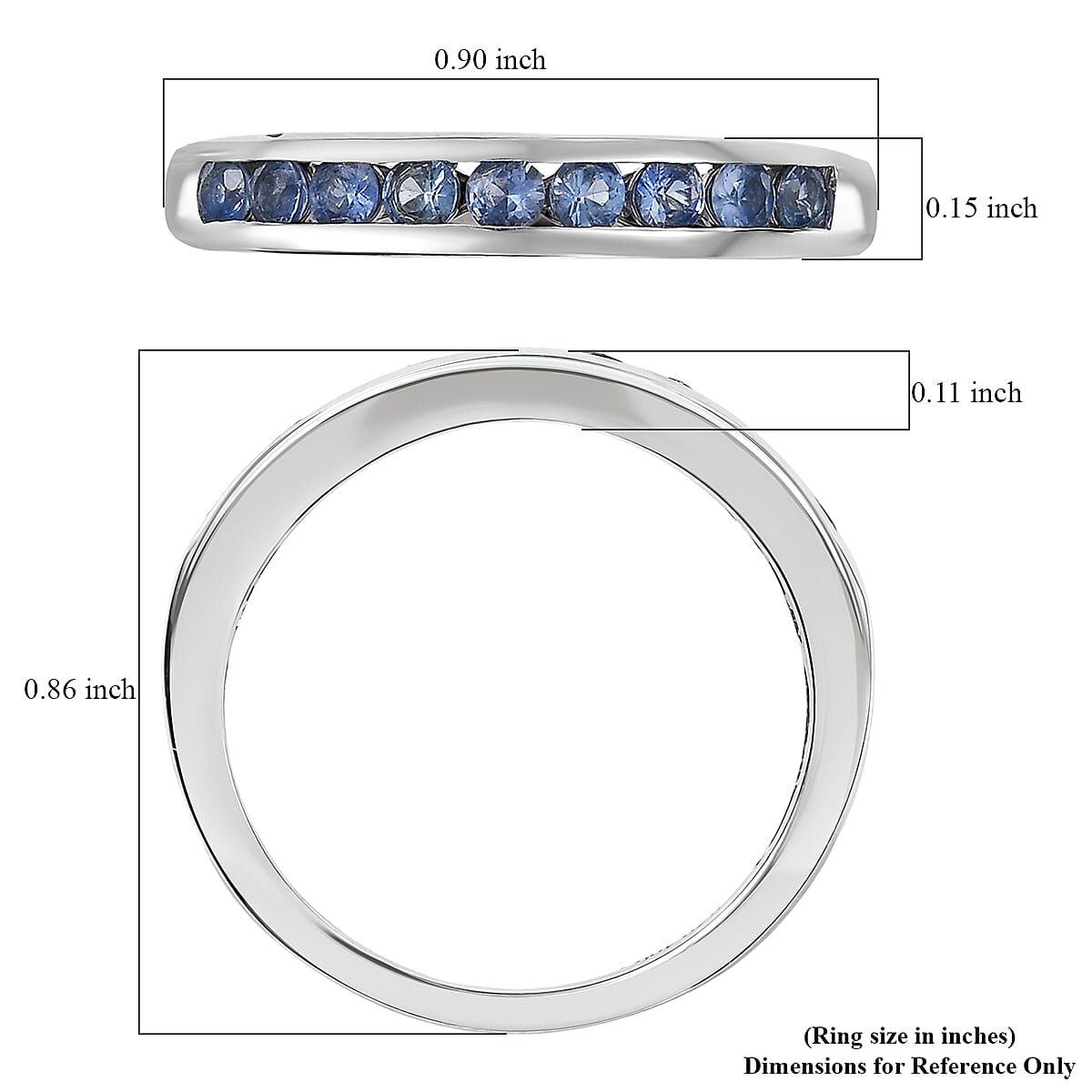 D'Joy Premium Ceylon Blue Sapphire 0.70 ctw Ring in Rhodium Over Sterling Silver (Size 10.0) image number 5