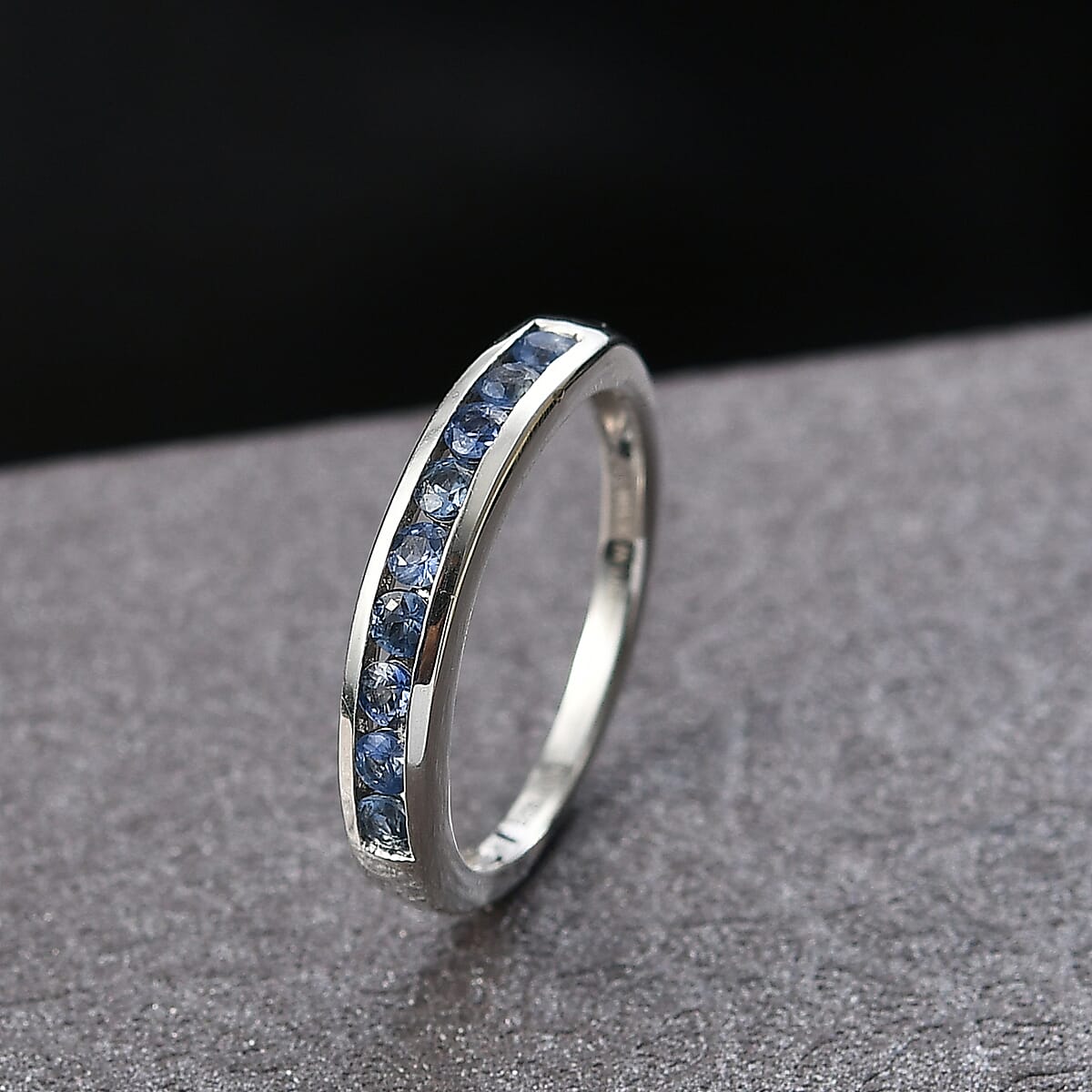 D'Joy Premium Ceylon Blue Sapphire 0.70 ctw Ring in Rhodium Over Sterling Silver (Size 6.0) image number 1