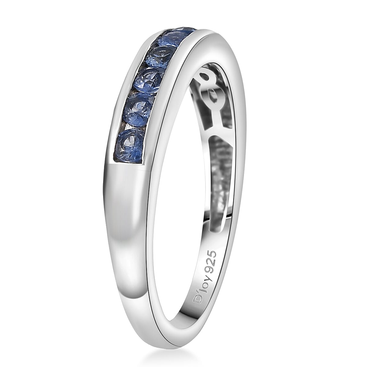 D'Joy Premium Ceylon Blue Sapphire 0.70 ctw Ring in Rhodium Over Sterling Silver (Size 6.0) image number 3
