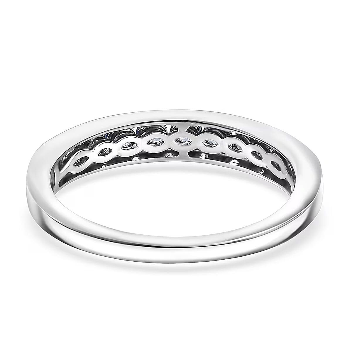 D'Joy Ceylon Blue Sapphire Half Eternity Band Ring in Rhodium Over Sterling Silver 0.70 ctw (Size 7.0) image number 6