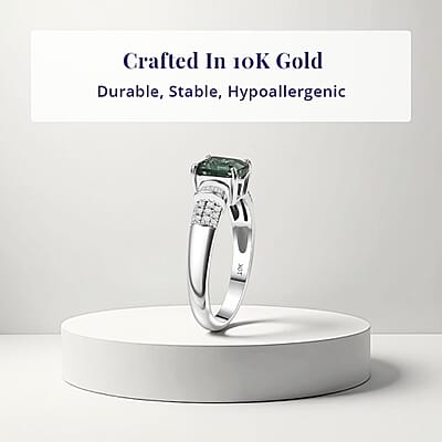 Luxoro AAA Mint Tourmaline, Diamond Ring in 10K White Gold 1.65 ctw (Size 12.0)