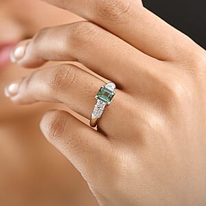 Luxoro AAA Mint Tourmaline, Diamond Ring in 10K White Gold 1.65 ctw (Size 6.0)