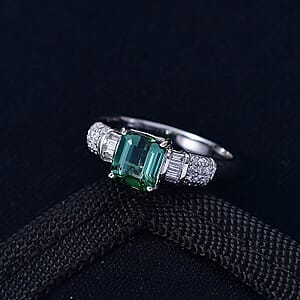 Luxoro AAA Mint Tourmaline, Diamond Ring in 10K White Gold 1.65 ctw (Size 6.5)