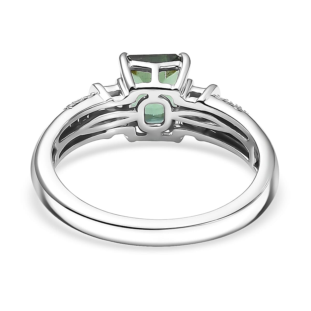 Luxoro AAA Mint Tourmaline, Diamond Ring in 10K White Gold 1.65 ctw (Size 6.5) image number 4