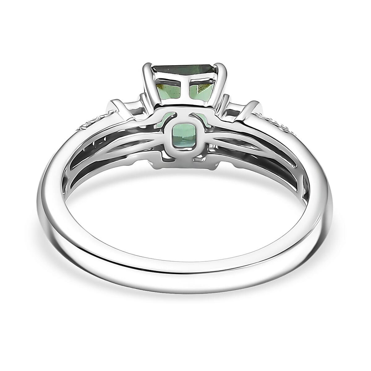 Luxoro AAA Mint Tourmaline and Diamond I2 1.65 ctw Ring in 10K White Gold (Size 7.0) image number 4