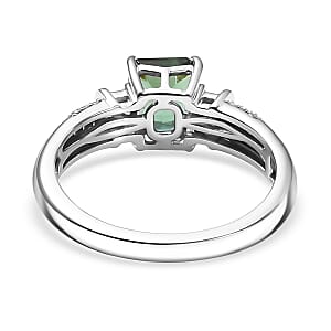 Luxoro AAA Arquiana Mint Tourmaline and Diamond I2 1.65 ctw Mint Deco Ring in 10K White Gold (Size 8.0)