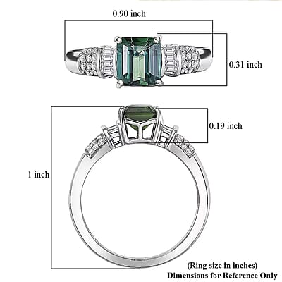 Luxoro AAA Arquiana Mint Tourmaline and Diamond I2 1.65 ctw Mint Deco Ring in 10K White Gold (Size 9.0)