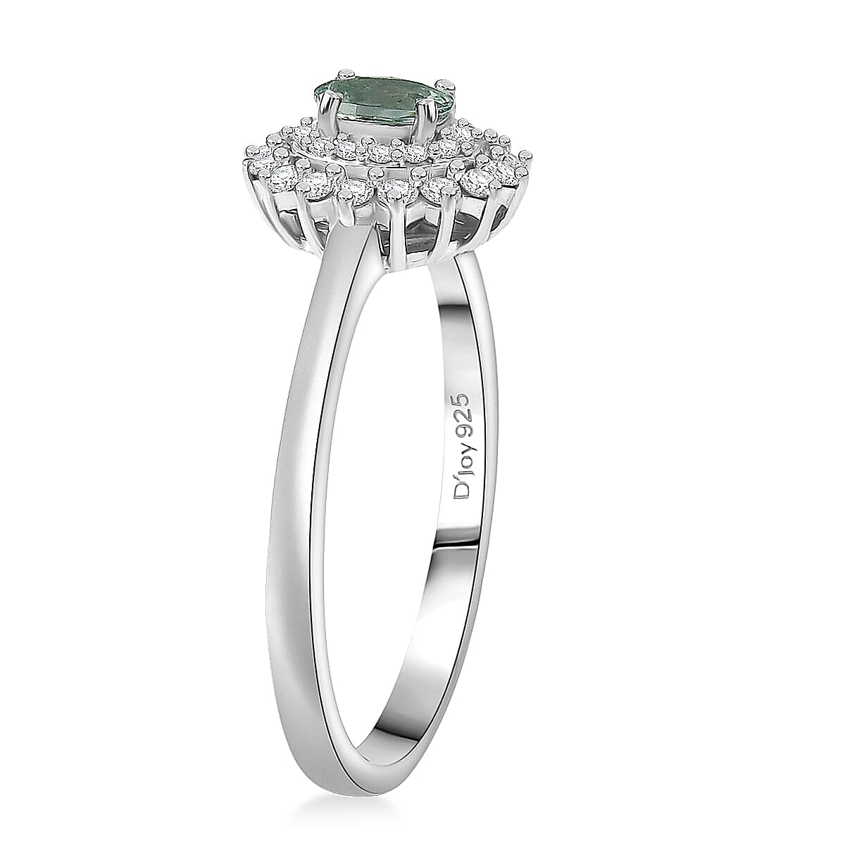 D'Joy Premium Mint Tourmaline, Moissanite Ring in Rhodium Over Sterling Silver (Size 10.0) 0.60 ctw image number 3