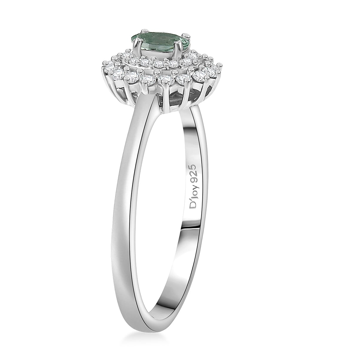 D'Joy Premium Mint Tourmaline, Moissanite Ring in Rhodium Over Sterling Silver (Size 10.0) 0.60 ctw image number 3