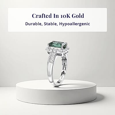Luxoro AAA Mint Tourmaline and Diamond I2 2.20 ctw Ring in 10K White Gold (Size 11.0)