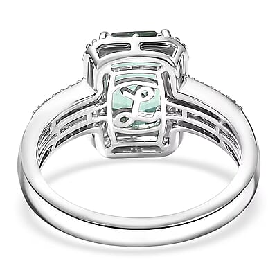 Luxoro AAA Mint Tourmaline and Diamond I2 2.20 ctw Ring in 10K White Gold (Size 12.0)