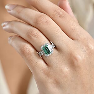 Luxoro AAA Mint Tourmaline and Diamond I2 2.20 ctw Ring in 10K White Gold (Size 5.0)
