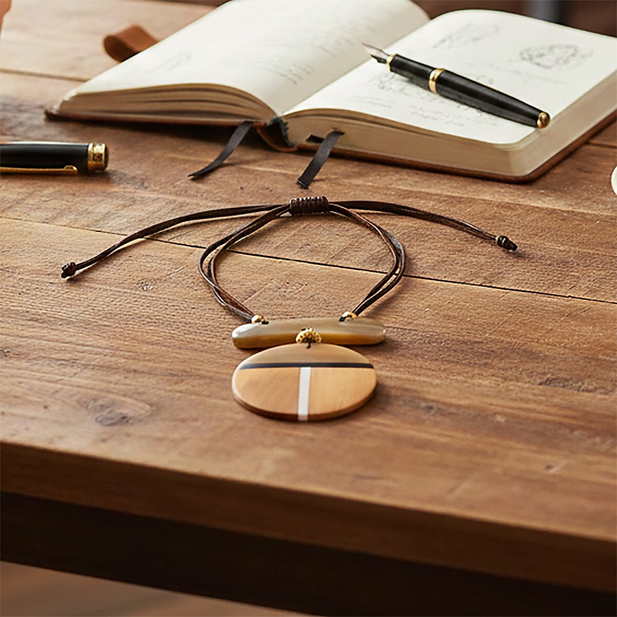 Super Find Natural Buffalo Horn                         and Wooden Statement Necklace (Adjustable) image number 1