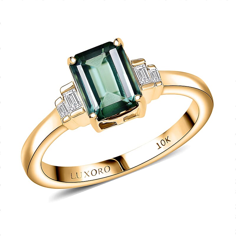 Luxoro AAA Mint Tourmaline and Diamond I2 1.75 ctw Ring in 10K Yellow Gold (Size 12.0)