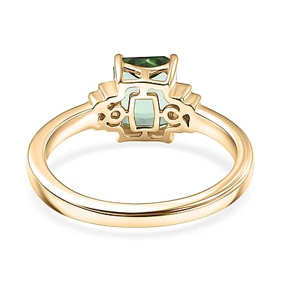 Luxoro AAA Mint Tourmaline and Diamond I2 1.75 ctw Ring in 10K Yellow Gold (Size 12.0)